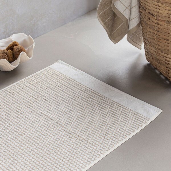 Bela/bež tekstilna kopalniška preproga 50x80 cm Grid – Mette Ditmer Denmark