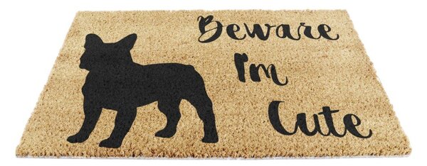Predpražnik iz kokosovih vlaken 40x60 cm Beware I'm Cute French Bulldog – Artsy Doormats