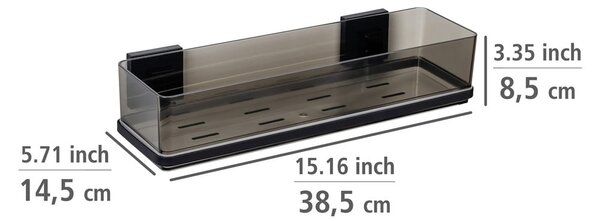 Črna plastična kopalniška polica z namestitvijo brez vrtanja Quadro – Wenko
