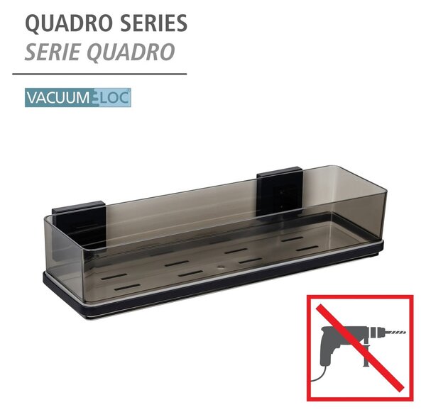 Črna plastična kopalniška polica z namestitvijo brez vrtanja Quadro – Wenko