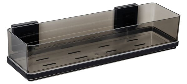 Črna plastična kopalniška polica z namestitvijo brez vrtanja Quadro – Wenko