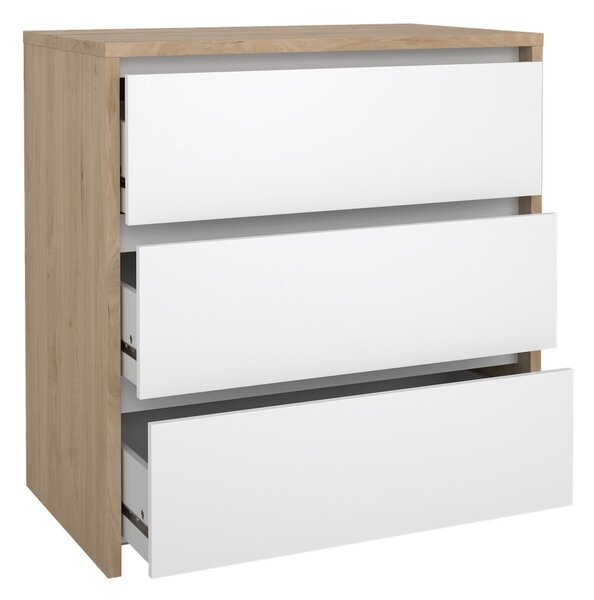 Bela komoda v hrastovem dekorju 80x84x48 cm Next – Tvilum