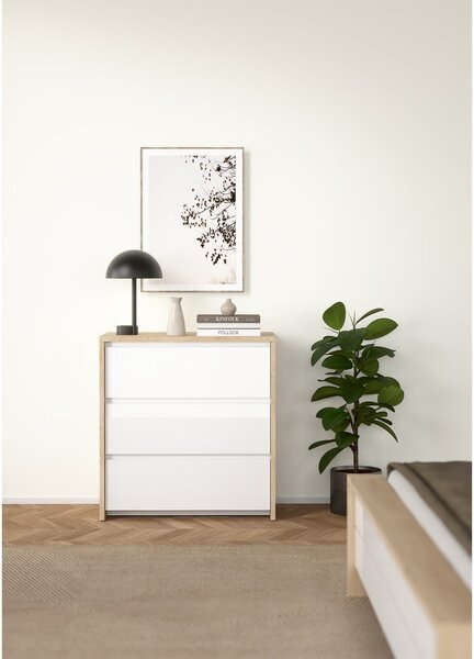 Bela komoda v hrastovem dekorju 80x84x48 cm Next – Tvilum
