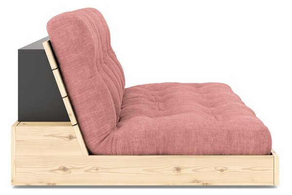 Rožnata raztegljiva sedežna garnitura iz rebrastega žameta 196 cm Base – Karup Design