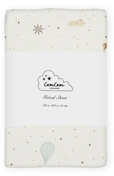 Slonokoščena napenjalna otroška rjuha za otroško posteljico iz organskega bombaža 60x120 cm Dreamland – Cam Cam Copenhagen