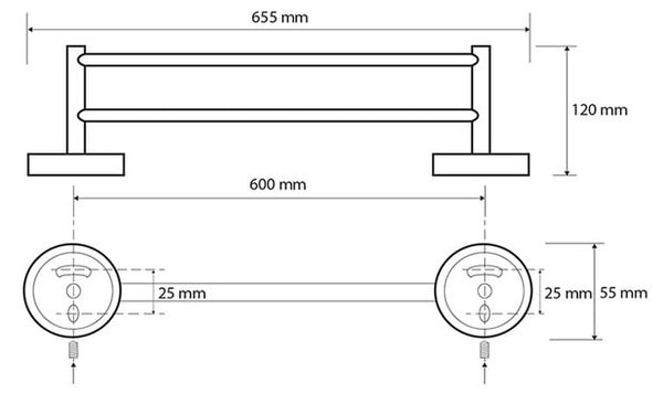 Črno medeninasto držalo za brisače Sapho X-Round, širina 65 cm