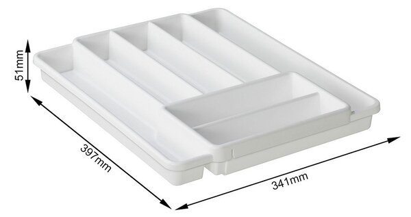 Bel plastični organizator za predal 39,7 x 34 cm Domino - Rotho
