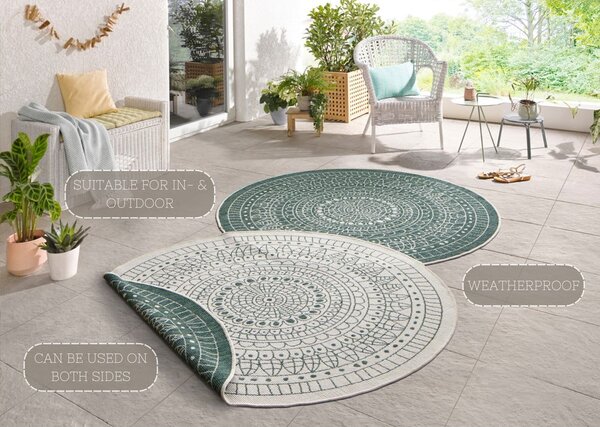 Zelena zunanja preproga NORTHRUGS Porto, ø 140 cm