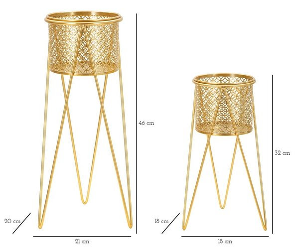 Kovinska stojala za cvetlične lonce v kompletu 2 ks ø 20 cm (višina 46 cm) Nat – Mauro Ferretti