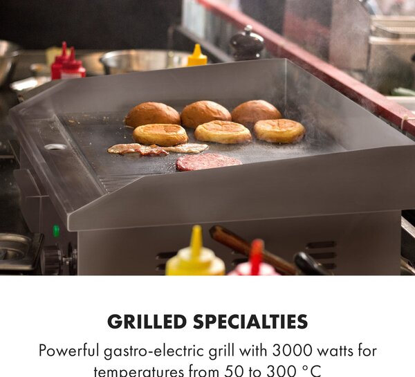 Klarstein Grillmeile 3000GR, električni žar, 3000 W, plošča za žar, 54,5 x 35 cm, gladek/rebrast