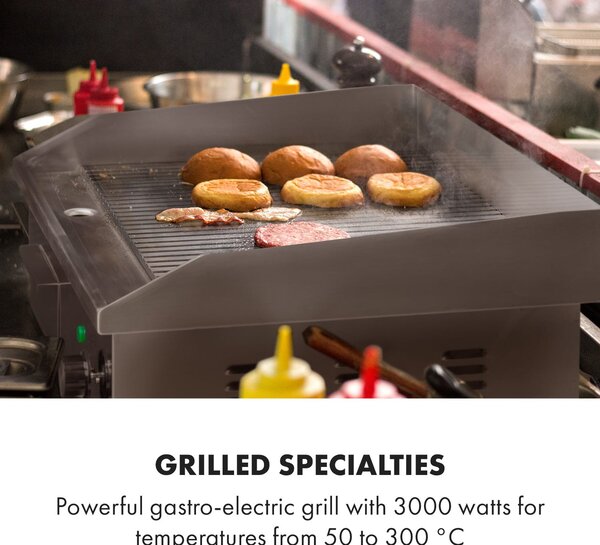 Klarstein Grillmeile 3000R, električni žar, 3000 W, plošča za žar, 54,5 x 35 cm, rebrast
