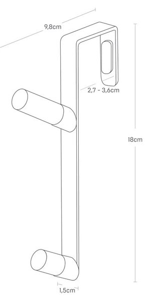 Bel kovinski obešalnik za vrata 1,5 cm Tower – YAMAZAKI