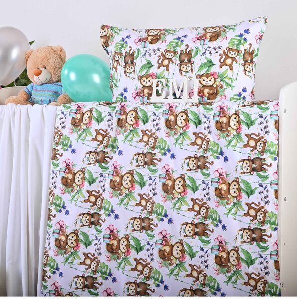 Otroške bombažne rjuhe Opice EMI, Otroški set 90x130 + 45x65