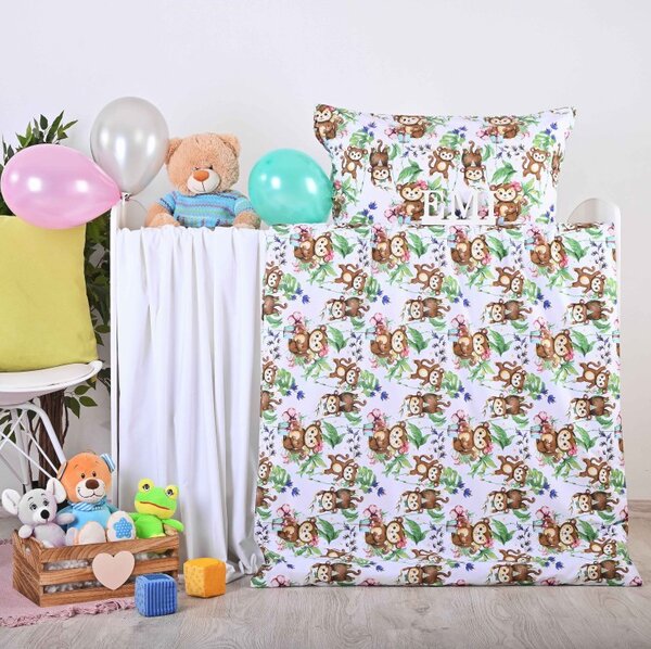 Otroške bombažne rjuhe Opice EMI, Otroški set 90x130 + 45x65