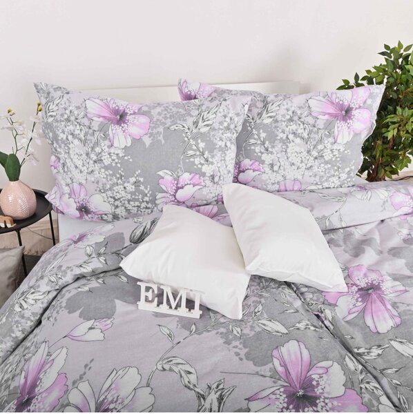 Vijolični EMI flanelasti listi, Standardni enojni posteljni komplet vključuje 1x 140x200 + 1x 70x90