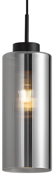 Art Deco viseča svetilka črna z dimljenim steklom za 1-fazni tirni sistem - Iconic Laura