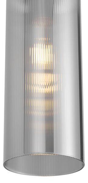 Art Deco viseča svetilka črna z dimljenim steklom za 1-fazni tirni sistem - Iconic Laura