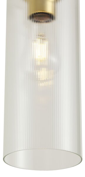 Art Deco viseča svetilka zlata s prozornim steklom za 1-fazni tirni sistem - Iconic Laura