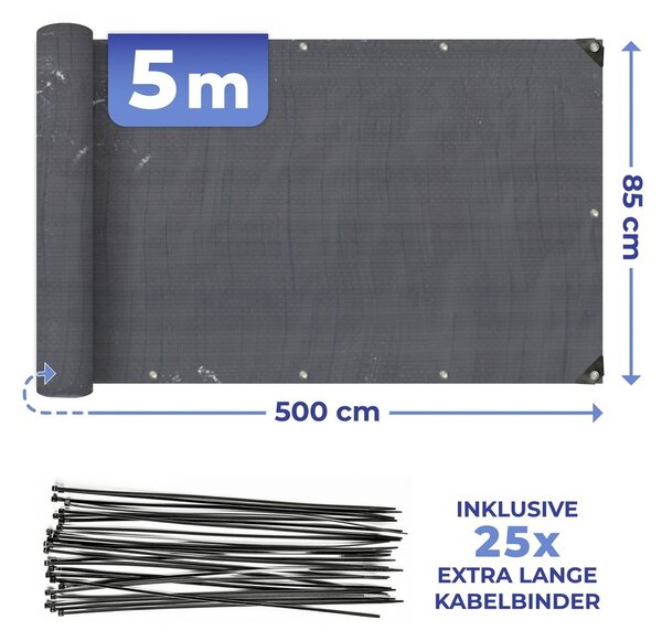 Črn plastičen balkonski zastor 500x85 cm – Maximex