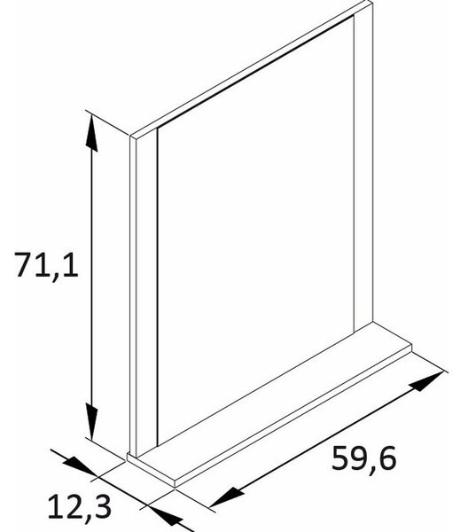 STENSKO OGLEDALO, 59,6/71,1/12,3 cm steklo, leseni material