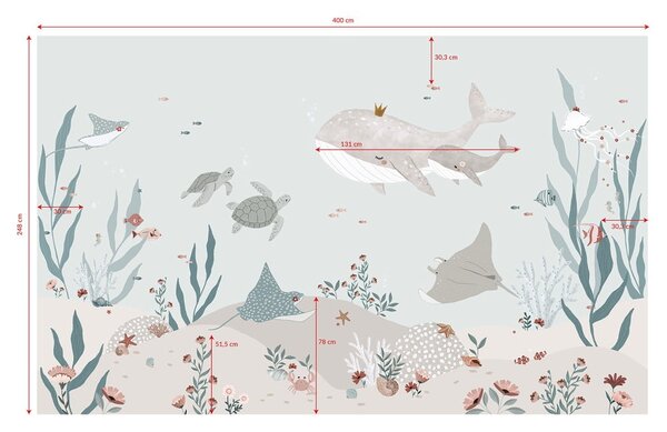 Otroška tapeta 400 cm x 248 cm Dreamy Seabed – Lilipinso