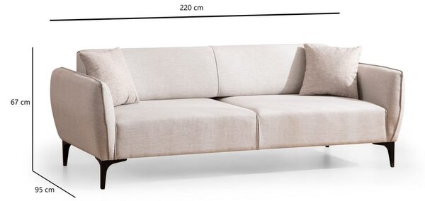 Kremno bela sedežna garnitura 220 cm Belissimo – Balcab Home