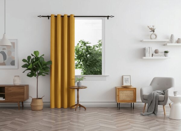 Rumena zavesa OXFORD 140x250 cm Za obesiti: Kovinski obročki