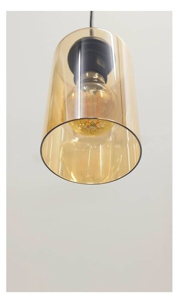 Črna viseča svetilka s steklenim senčnikom 10x34 cm Bistro - Candellux Lighting