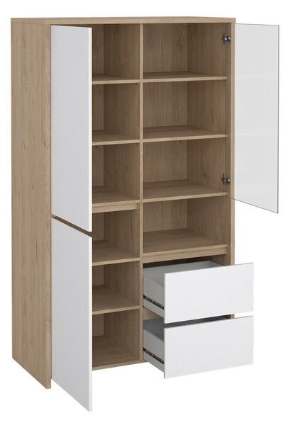 Bela vitrina v hrastovem dekorju 100x170x48 cm Next – Tvilum