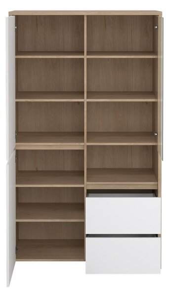 Bela vitrina v hrastovem dekorju 100x170x48 cm Next – Tvilum