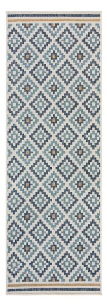 Rumeno-modra notranja in zunanja preproga 80x230 cm Zia Trellis – Flair Rugs