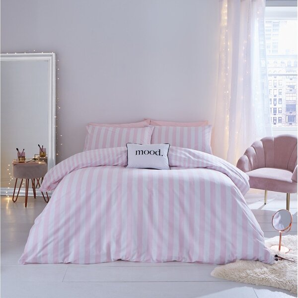 Bela/rožnata enojna posteljnina 135x200 cm Stripe Tease – Sassy B