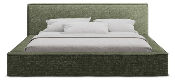 Zelena oblazinjena zakonska postelja z odlagalnim prostorom z rešetko 180x200 cm Noho - Makamii