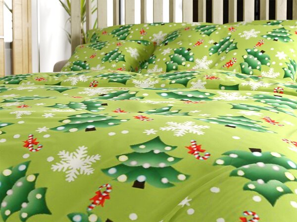 Posteljnina mikroflanel CHRISTMAS TREE zelena Dimenzije posteljnine: 70 x 90 cm | 140 x 220 cm