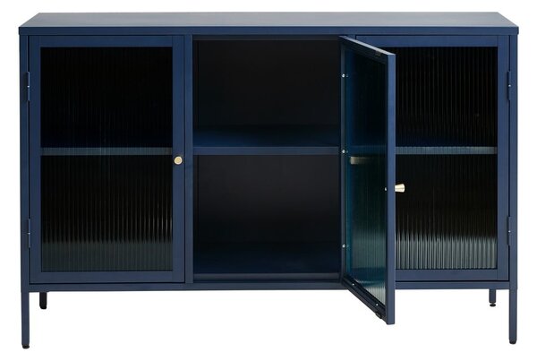 Modra kovinska vitrina Unique Furniture Bronco, višina 85 cm