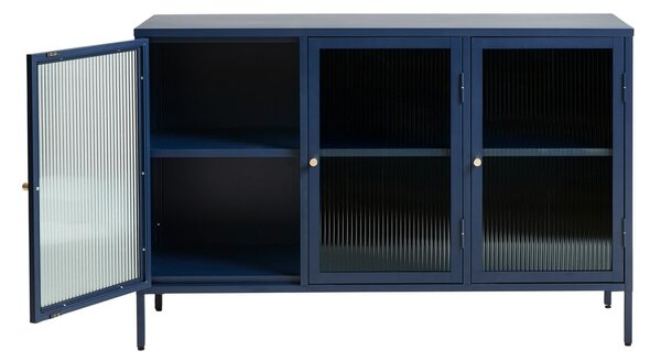 Modra kovinska vitrina Unique Furniture Bronco, višina 85 cm