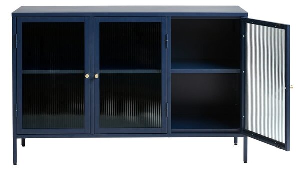 Modra kovinska vitrina Unique Furniture Bronco, višina 85 cm