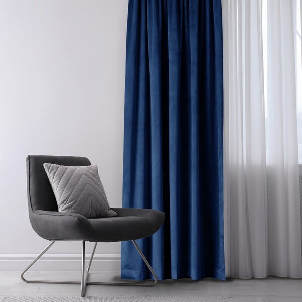 Temno modra žametna zavesa za delno zatemnitev 140x245 cm Eyelets – Restilo