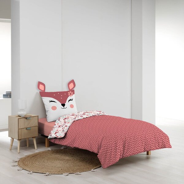 Belo-rožnata enojna bombažna otroška posteljnina 140x200 cm Bichette – douceur d'intérieur