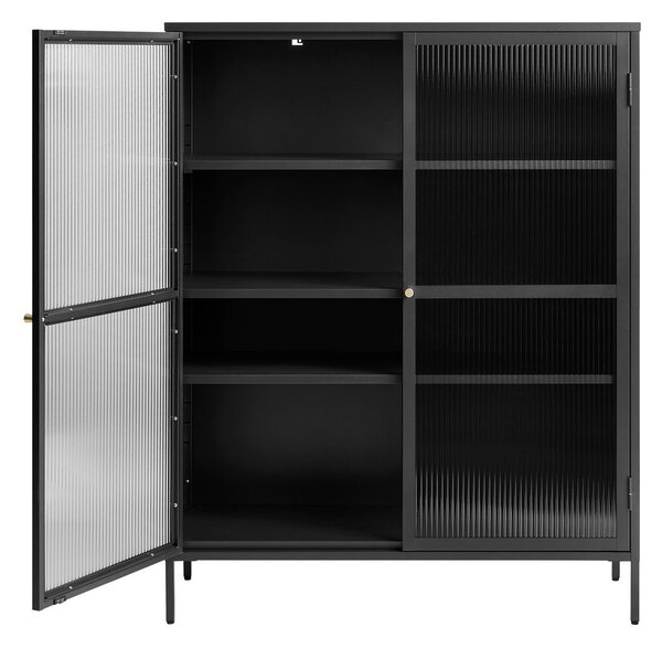Črna kovinska vitrina 111x140 cm Bronco – Unique Furniture