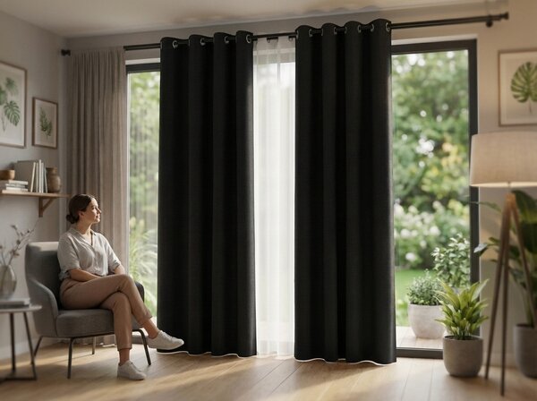 2x Črna zavesa OXFORD 140x250 cm