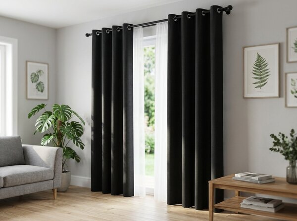 2x Črna zavesa OXFORD 140x250 cm