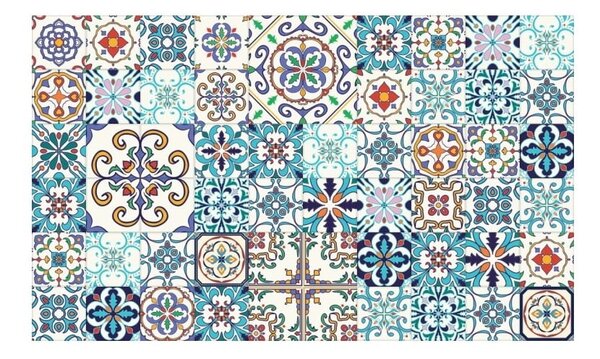 Komplet 60 stenskih nalepk Ambiance Tiles Azulejos Antibes, 10 x 10 cm