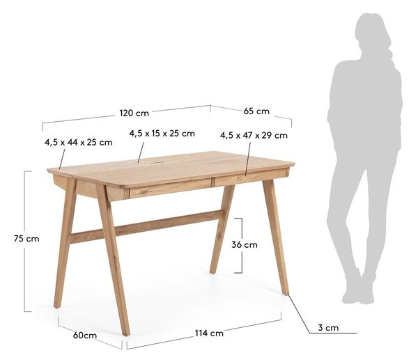 Pisalna miza Kave Home Jakes Natural, 120 x 65 cm