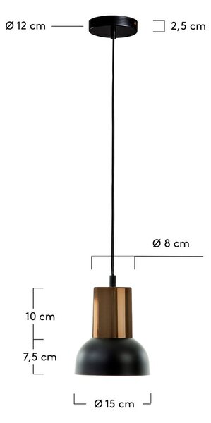 Črna viseča svetilka Kave Home Amina, višina 15 cm