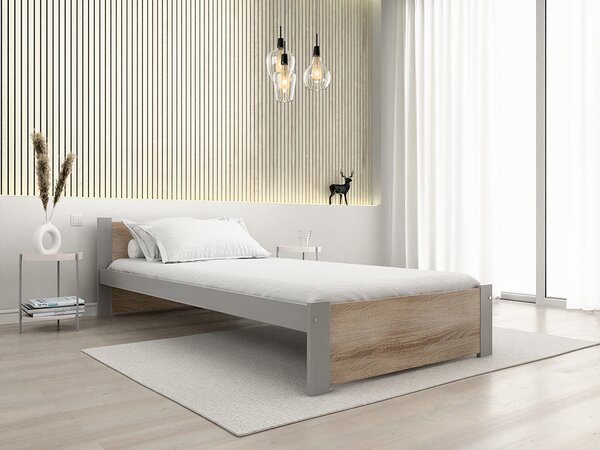 Postelja IKAROS 90 x 200 cm, hrast sonoma/siva Posteljno dno: Z letveno posteljno dno, Vzmetnica: Brez vzmetnice
