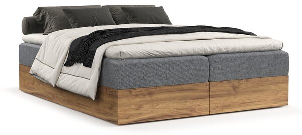 Boxspring postelja s prostorom za shranjevanje v sivi in naravni barvi 180x200 cm Faro – Maison de Rêve