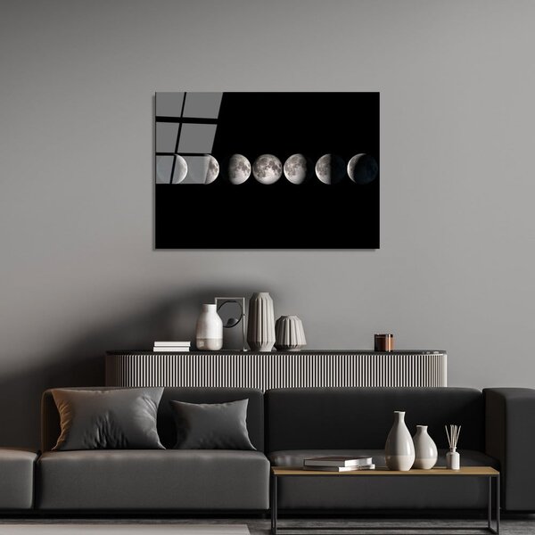 Steklena slika 100x70 cm Moon Phases – Wallity