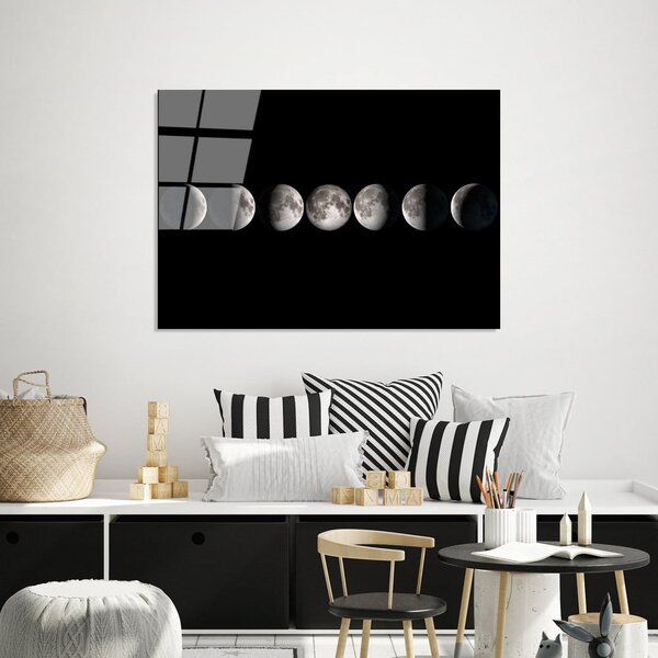 Steklena slika 100x70 cm Moon Phases – Wallity