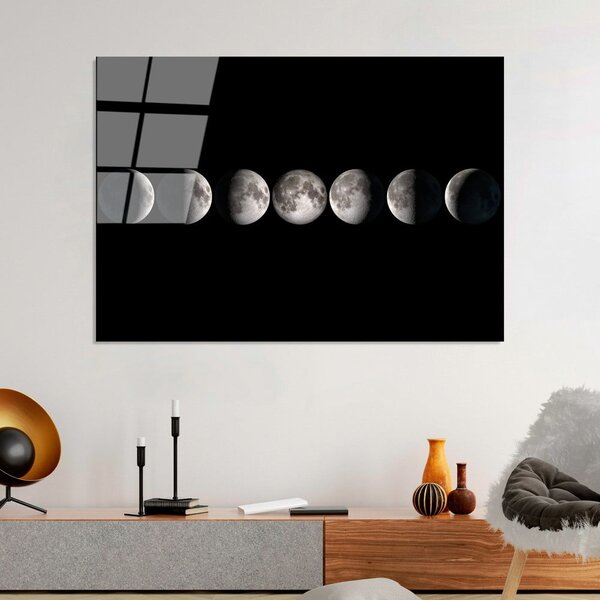 Steklena slika 100x70 cm Moon Phases – Wallity